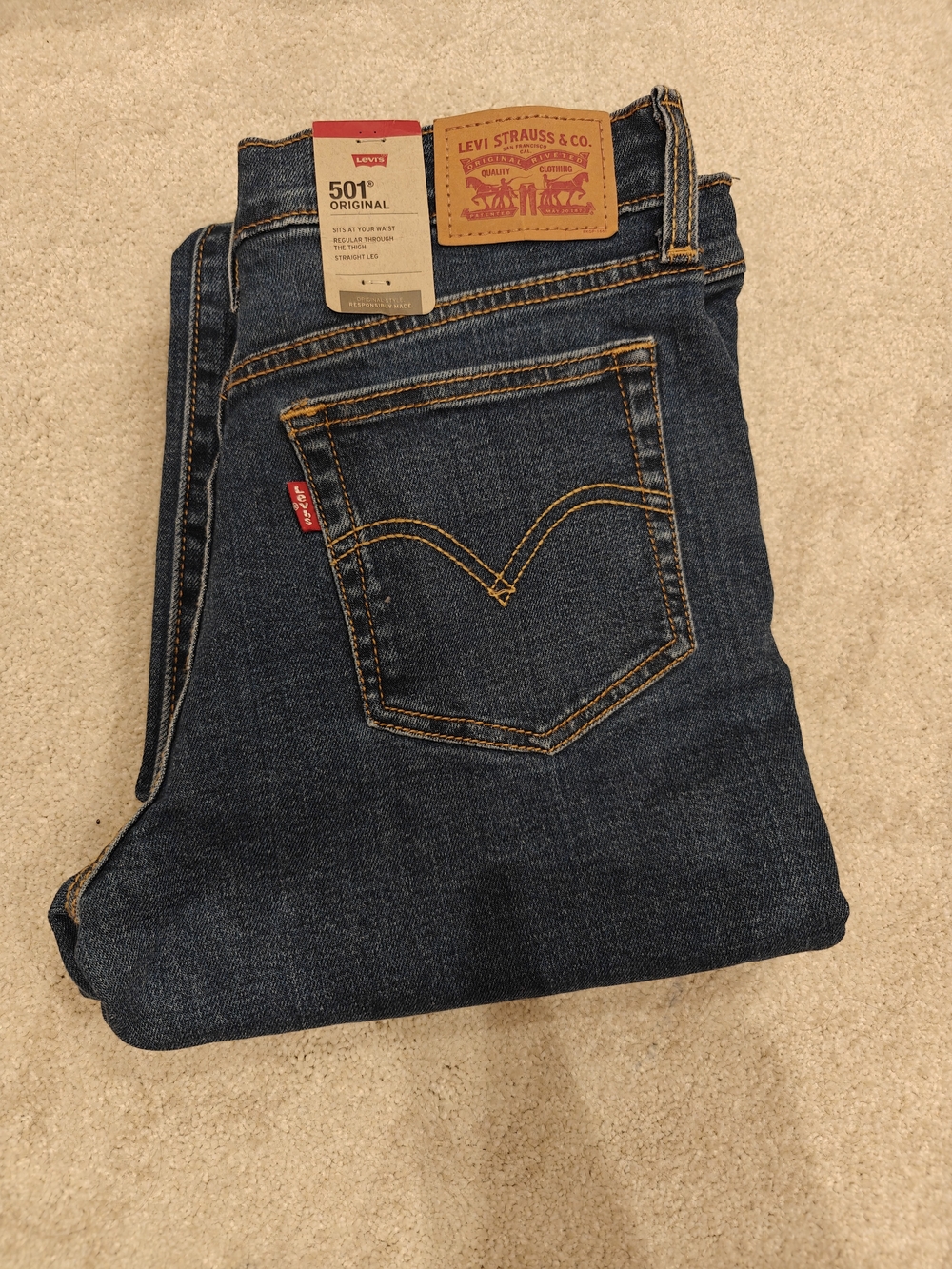Levi's Men’s Straight Kids Jeans in Dark Blue Denim